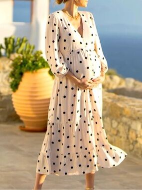 Seraphine Maternity Polka Dot Dress - Size 6